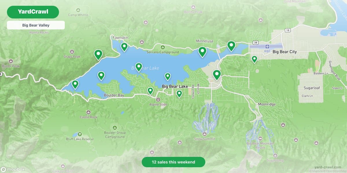 Interactive map showing yard sales in Big Bear Lake