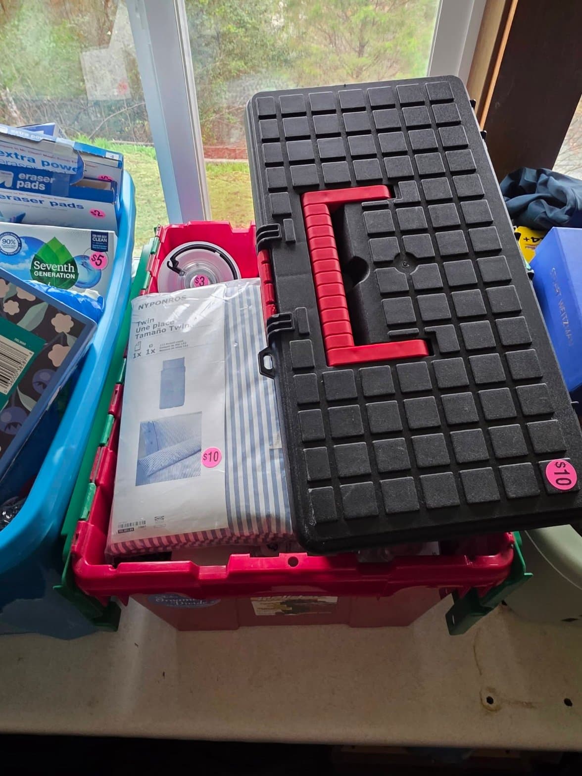 Plastic Tool Box / Storage Case with Red Handle