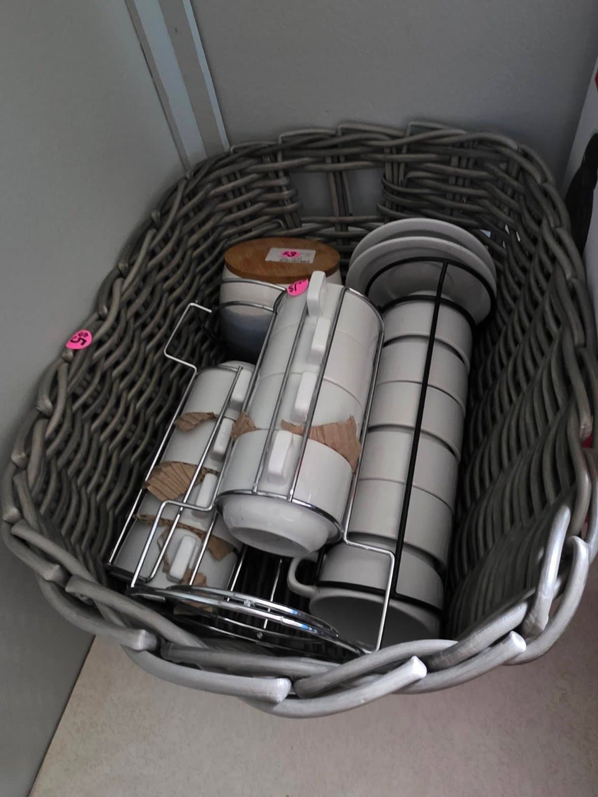 Gray Wicker Storage Basket - Large